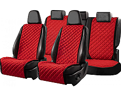 Накидки на сидіння із замші Повний комплект Червоний колір модель Широкі 5 шт
