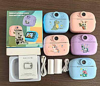 Фотоапарат-принтер з кабелем type-C, роз'ємом для SD карти, фото, відео, ігри, рулон термопаперу, у коробці (C 72972)