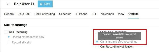 Дозвіл на зупинку запису дзвінка або включення запису дзвінка до АТС 3CX Enterprise