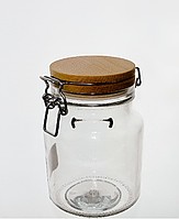 Банка з бугелем 900 мл з дерев. кришкою 82 мм Бук EverGlass 1907 bobomo_like