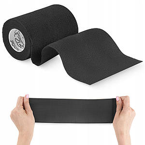 Когезіонний бинт-бандаж 4FIZJO Cohesive Bandage 10 см x 4.5 м еластичний, самоклейний Black