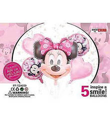 Набір фольгованих кульок КНР  Minnie Mouse pink, 5  шт