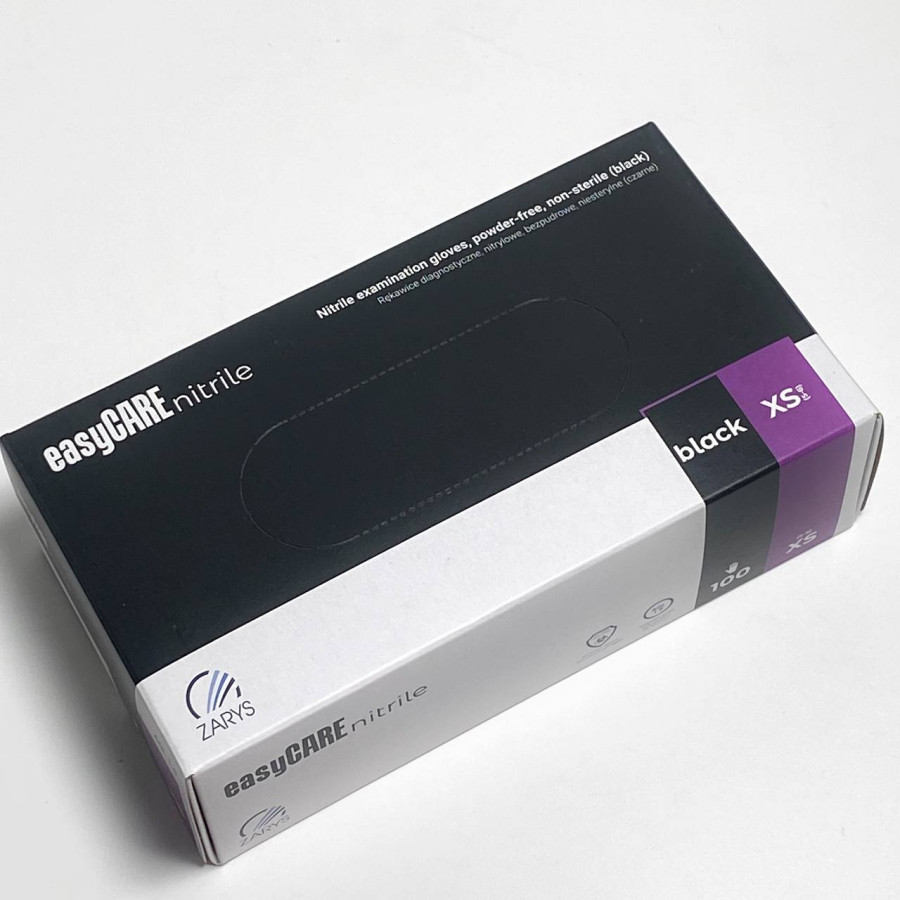 Нітрилові рукавиці неопудрені easyCARE nitrile BLACK XS (50 пар/уп) чорні