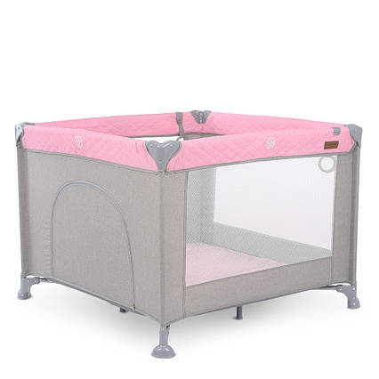 Манеж CASTLE Pink Gray квадратний з входом, кишенею, 2 кільцями (ME 1097 Pink Gray)