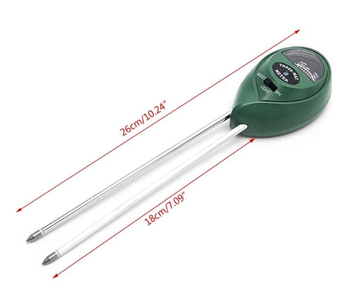 Аналізатор ґрунту 3 в 1 для вимірювання PH, вологості та освітленості