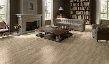 Паркетна дошка Prima floor 3-х смугова, дуб отбеленый, лак