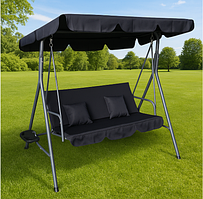 Гойдалка з подушками та підстаканниками на 3 особи LEOBRO Чорна