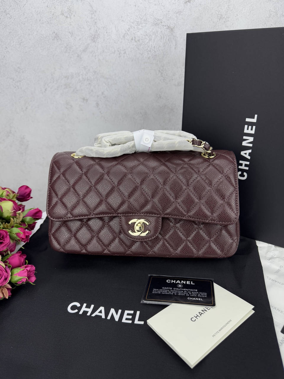 Chanel Burgundy Gold Texture