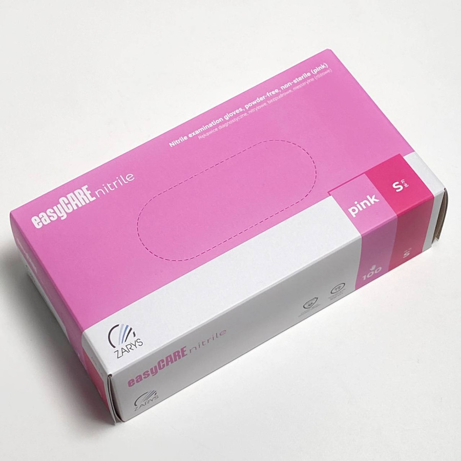 Рукавички нітрилові easyCARE nitrile PINK Ѕ нестерильні неопудрені (50 пар/уп) рожеві