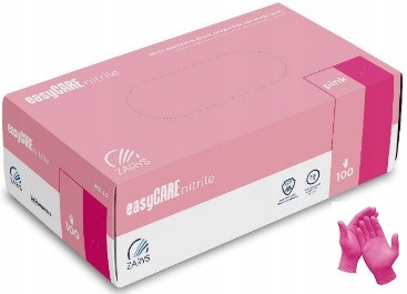 Рукавички нітрилові easyCARE nitrile PINK M нестерильні неопудрені (50 пар/уп) рожеві