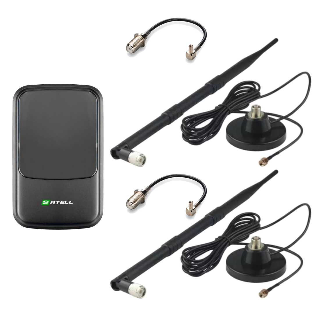 4G Автомобільний комплект WiFi роутер Satell F3000 Black + 2 авто антени по 10 Дб