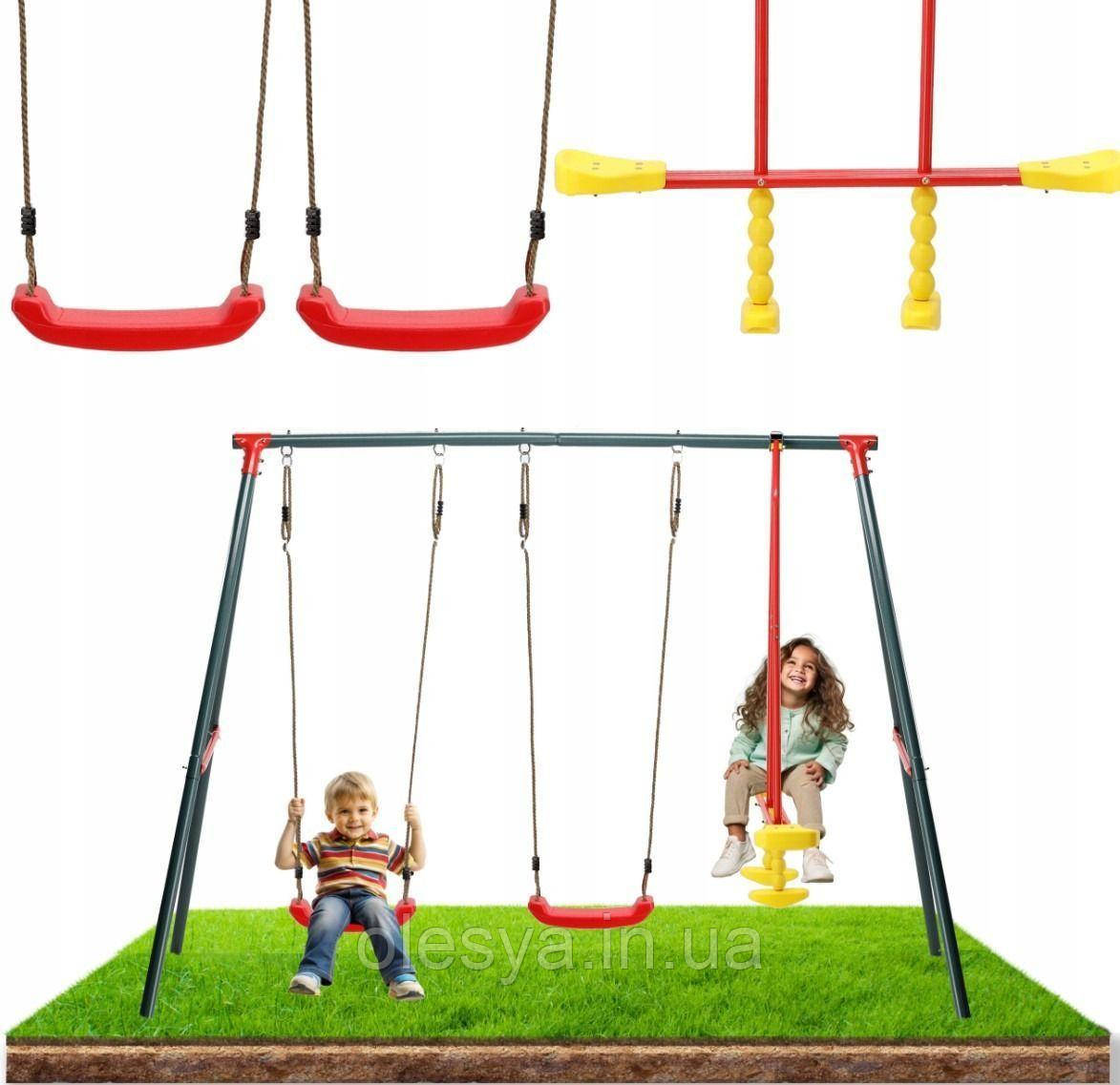 ГОЙДАЛКА САДОВА (МЕТАЛЕВИЙ КАРКАС + 2 ГОЙДАЛКИ + ГОЙДАЛКА) 290 х 180 х 200 СМ KRE1067, фото 1