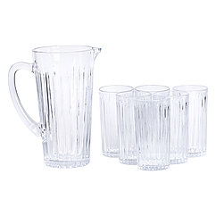 Глечик 1.2 літра зі склянками 6 штук по 320 мл графин для компоту соку води лимонаду набір для напоїв Lugi