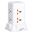Мережевий фільтр подовжувач 4.8 м з лампою на 6 універсальних розеток 2 USB, 1 Type-C, бездротова зарядка Lugi, фото 3