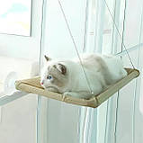 Лежанка на вікно для кота Sunny Window Seat Cat Bed 54×32 см 🐱 | Підвісне спальне місце з присосками до 22 кг, фото 3