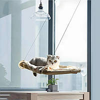Лежанка на вікно для кота Sunny Window Seat Cat Bed 54×32 см 🐱 | Підвісне спальне місце з присосками до 22 кг