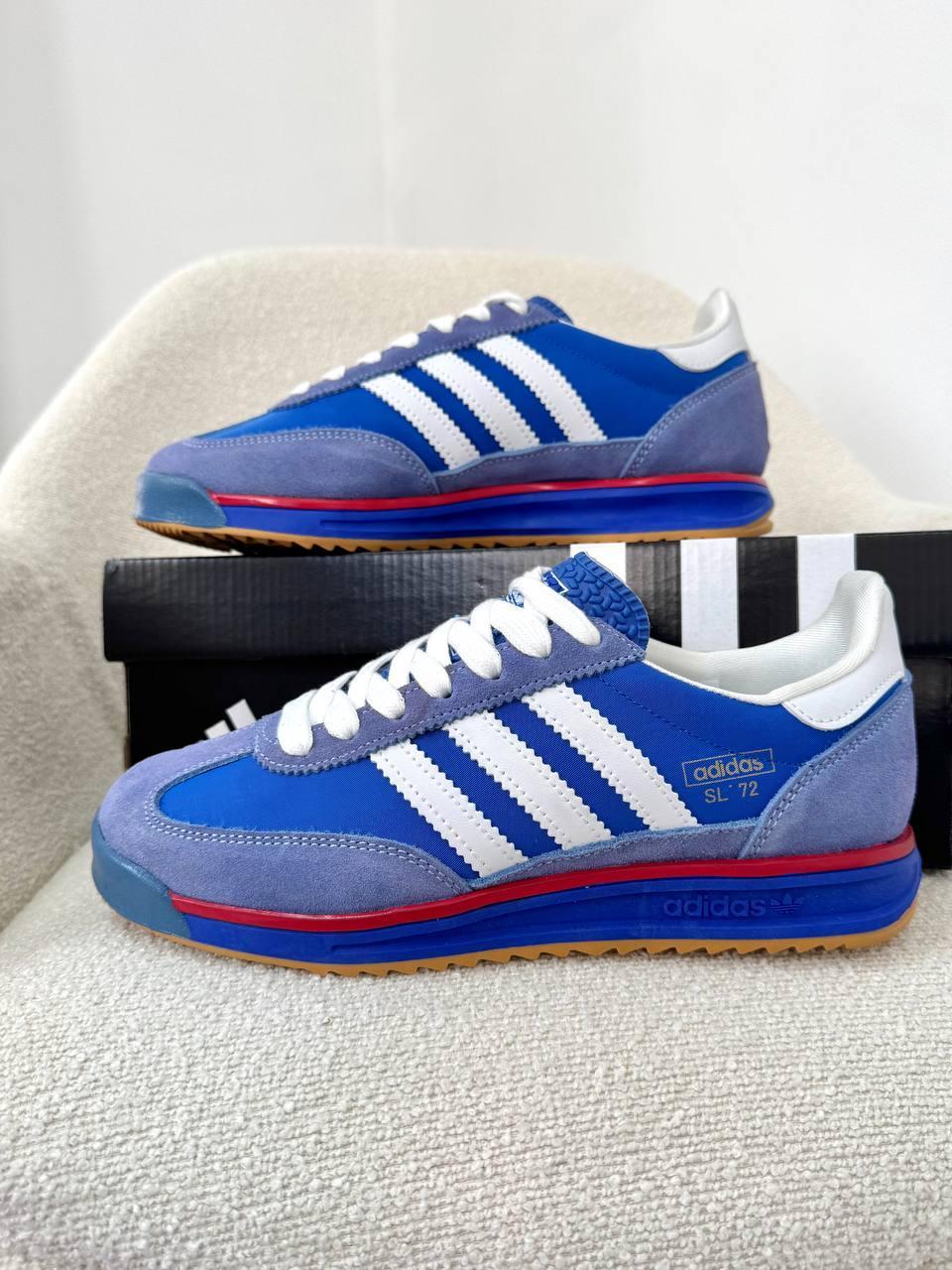 Чоловічі кеди-кросівки Adidas SL 72 сині з білим — замша та нейлон, літо-осінь, фото 1