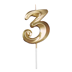 Свічка цифра КИТАЙ-КТ Грація 3, золота