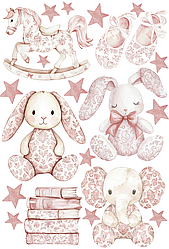 №109 Аркуш А4 кольорові наліпки - Toile Baby pink