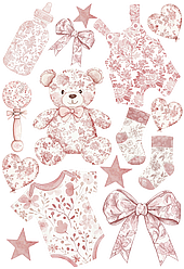 №110 Аркуш А4 кольорові наліпки - Toile Baby pink