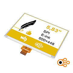 Екран Waveshare E-Paper 5,83” (600×448 / E-Ink / B-W-Y)
