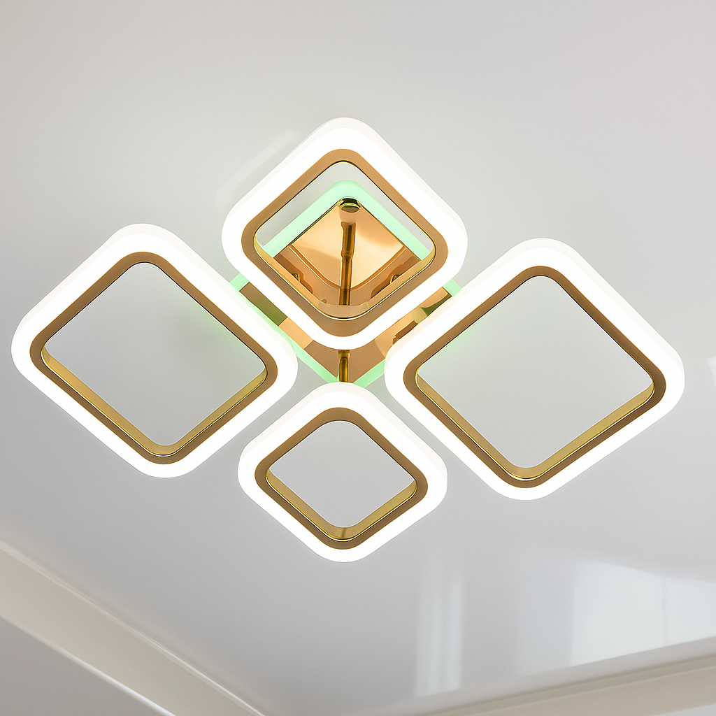 Світлодіодна люстра RGB SVET 100W до 20 м² колір Золотистий SY-5330/2+2 GD+RGB, фото 1