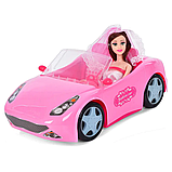 Кабріолет для ляльки Машинка для ляльки Барбі рожевий кабріолет наречена в комплекті (Рожевий), фото 2