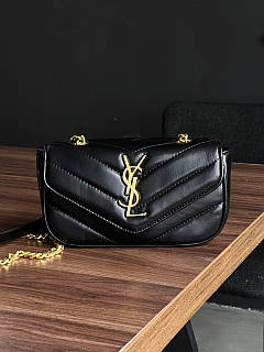 Жіноча сумка Yves Saint Laurent Loulou  leather bag чорний Medium size 20.5см