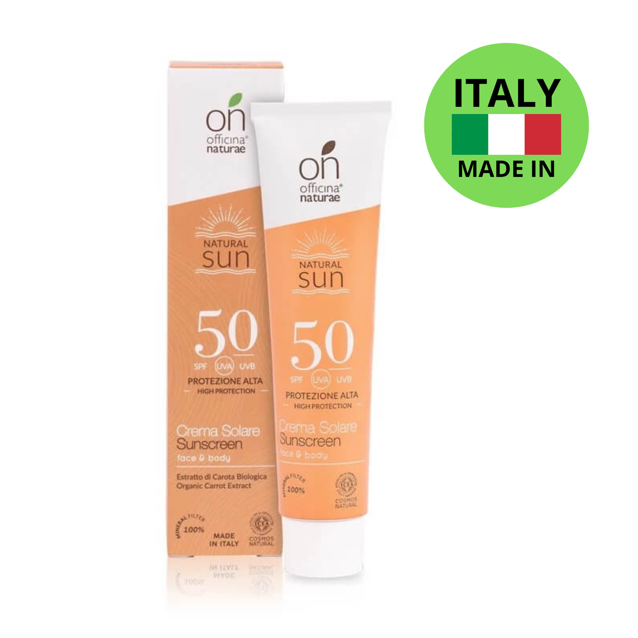 Органічний cонцезахисний флюїд SPF 50 в алюмінієвій тубі Officina Naturae, 75 мл, фото 1