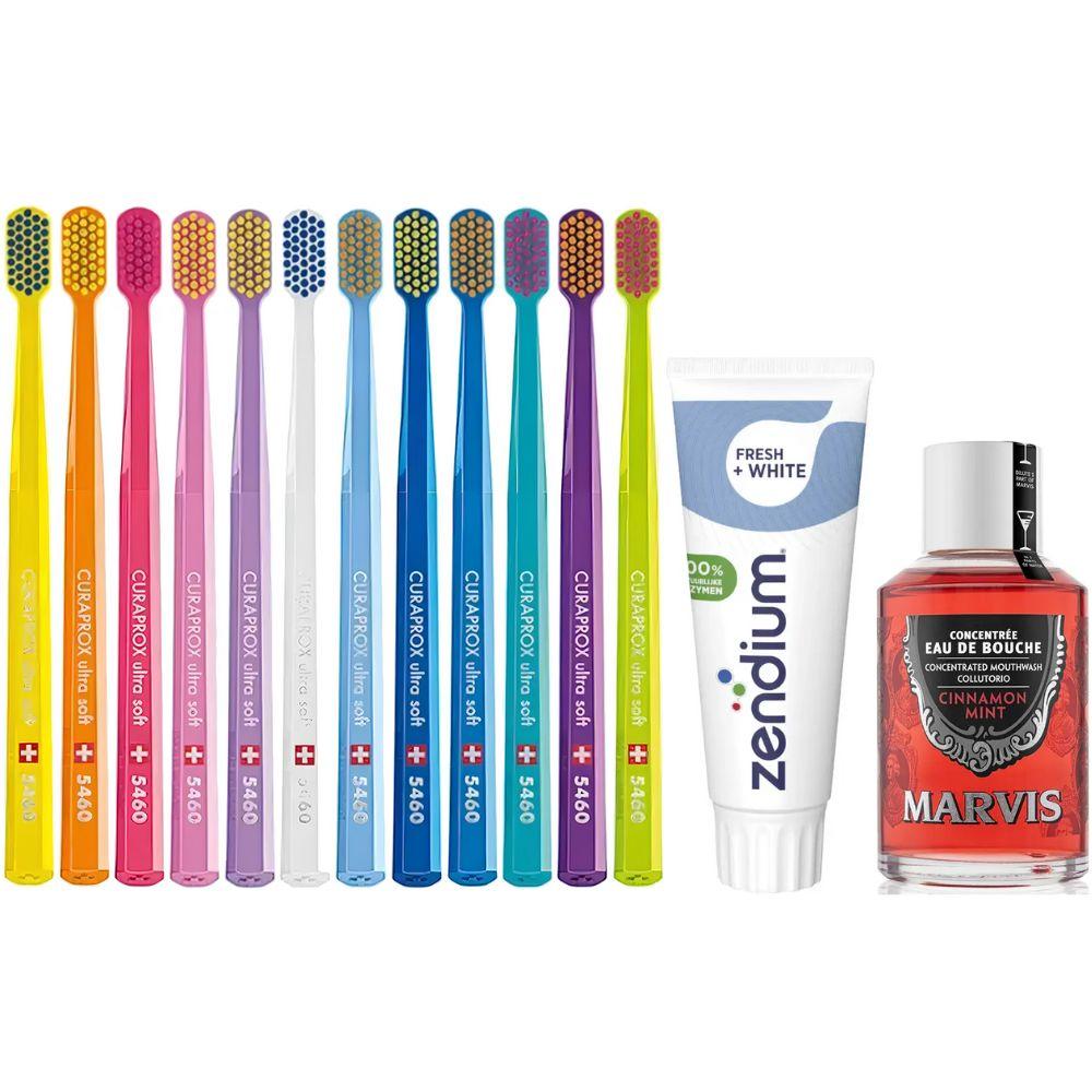 Зубна щітка Curaprox CS 5460 Ultra Soft + паста Zendium Fresh+White відбілююча + ополіскувач MARVIS Cinnamon Mint Eau De Bouche