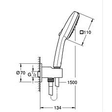 Душовий набір з настінним ручним душем Grohe Tempesta Cube 110 3 режими, чорний матовий (269102433), фото 4