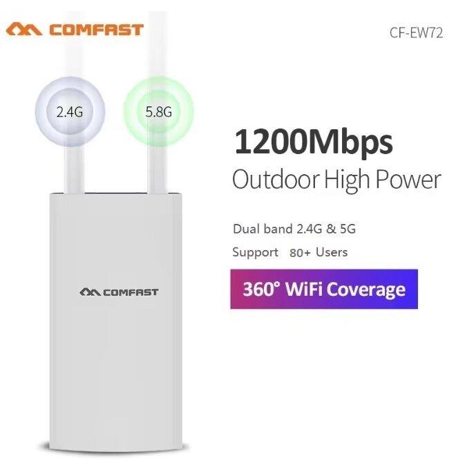Бездротова точка доступу 2,4/5,8GHz 27dBm AC1200 Comfast, маршрутизатор Wi-Fi/розширювач/AP/репітер, IP66
