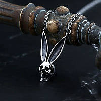 Панк кулон "Заяць-череп" з нержавіючої сталі 316L підвіска з ланцюгами до вушок для чоловіків та жінок