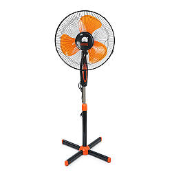 Вентилятор підлоговий YT41905, 16″, 100W, ціна за ящик (2шт), 3 режими, 220V, Black/Orange, Box