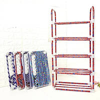 Полиця-підставка для взуття на 5 ярусів, 47*21*83 см. Червона