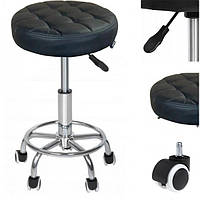 Крісло табурет на колесах без спинки кругле Bonro B-496 чорне