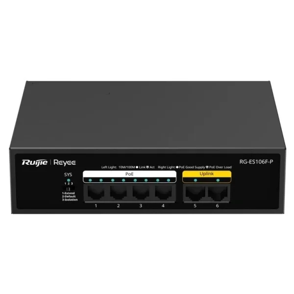 Світч Ruijie PoE Reyee RG-ES106F-P