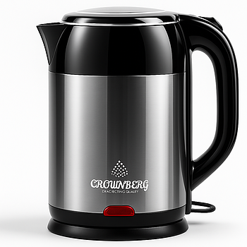 Електрочайник на 2л, 1800Вт, СВ 9215, Сріблястий / Електричний чайник з нержавіючої сталі / Дисковий чайник