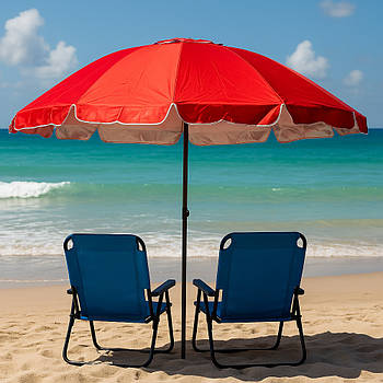 Пляжна парасолька з клапаном 2,5м, Червоний / Кругла парасолька для торгівлі / Садова парасолька