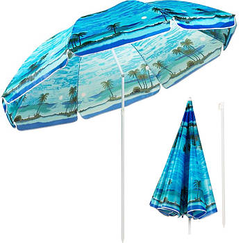 Пляжна парасолька з нахилом 1,8м, Колір Рандом / Парасоля для пляжу та кемпінгу / Садова парасолька / Парасолька пляжна