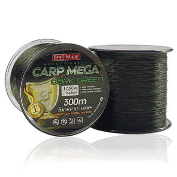 Ліска для риболовлі на карпа, 300м/0,25мм, BratFishing CARP PRO / Ліска карпова / Риболовна ліска