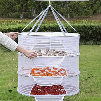Сітка для сушіння риби триярусна 104x60x40см / Сушарка для фруктів / Підвісна сушарка для грибів