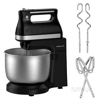 Міксер стаціонарний з чашею 4л, 500Вт, 6 швидкостей, SK-6663 / Кухонний міксер електричний / Міксер-тістоміс