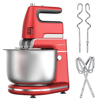 Планетарний міксер з чашею 4л, 500Вт, 6 швидкостей, SK-6664 / Стаціонарний міксер-тістоміс / Кухонний міксер