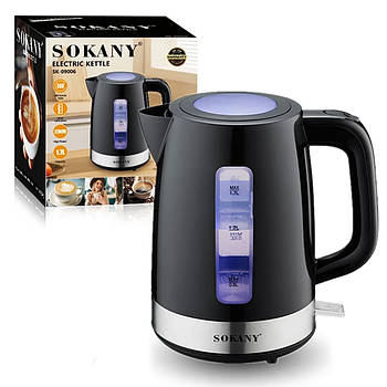 Електричний чайник з підсвіткою 1,7л, 2200Вт, SK-09006 / Кухонний електрочайник з прозорим вікном
