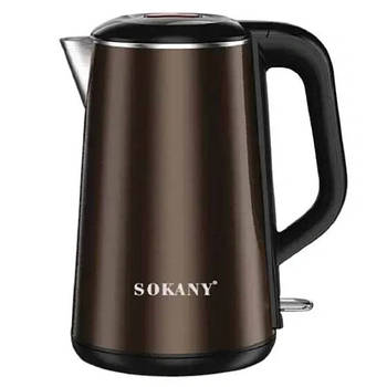 Електрочайник 2,2л 2000Вт Коричневий Sokany SK-2203 / Автоматичний чайник для дому