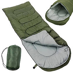 Зимовий спальний мішок до -25, 220х80см, HYA006, Зелений / Туристичний спальник з капюшоном / Спальник-ковдра