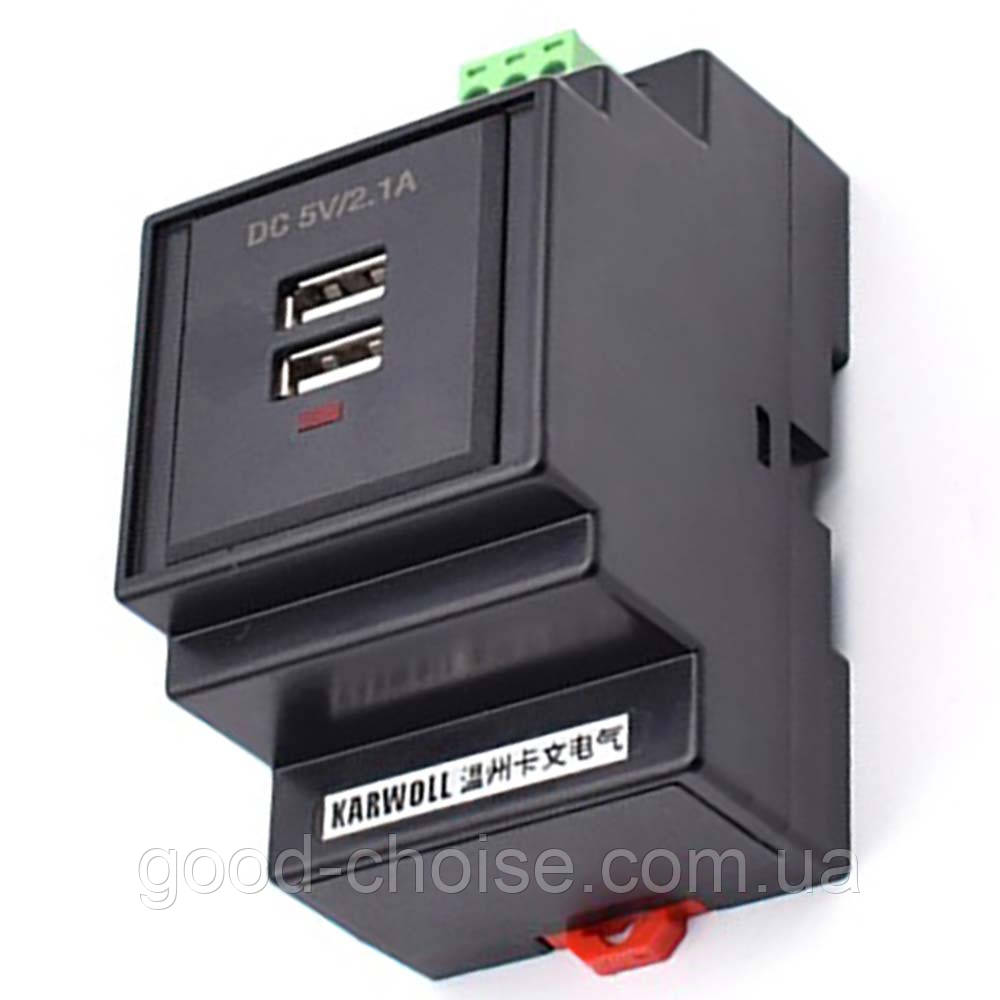 USB-роз'єм на DIN-рейку, DC5V/2.1A, 1P, IP22 / Юсб роз'єм на дин рейку, фото 1