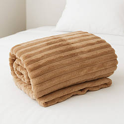 Двоспальний плед-покривало 230х200см, "Шарпей", Бежевий / Велюрове покривало на ліжко