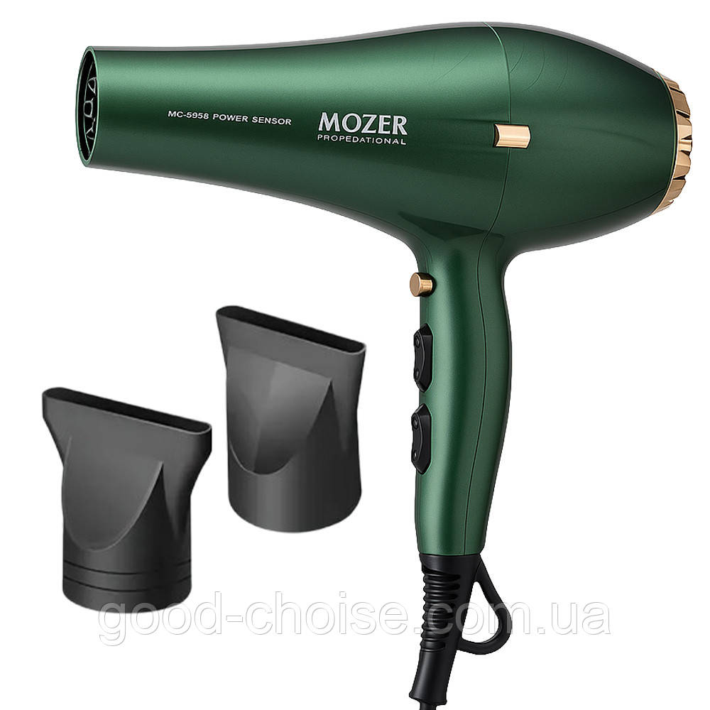 Фен для волосся + 2 насадки, MZ-9952 / Фен для сушки волосся / Професійний фен для укладання волосся, фото 1